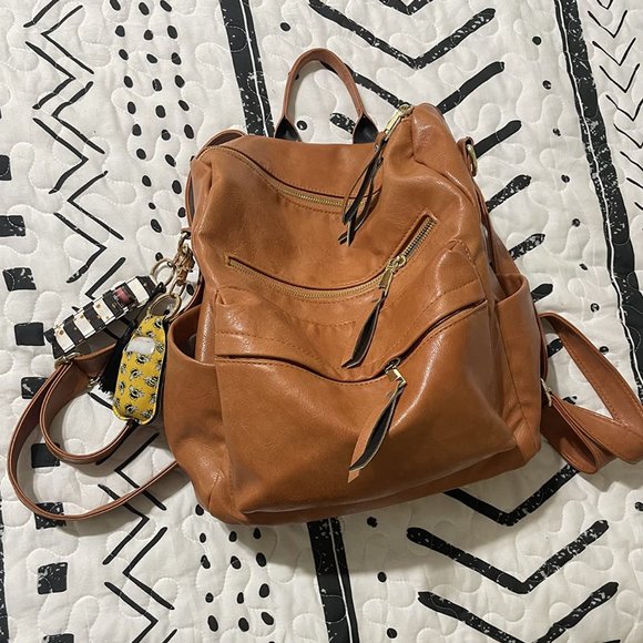 Women Brown Travel Backpack with Tassel main image 9